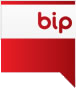 Logotyp Biuletynu Informacji Publicznej. Biało-czerwony kwadrat, podzielony na pół poziomą kreską. Na górze białe tło. Na dole czerwone. Na białym polu napis bip.